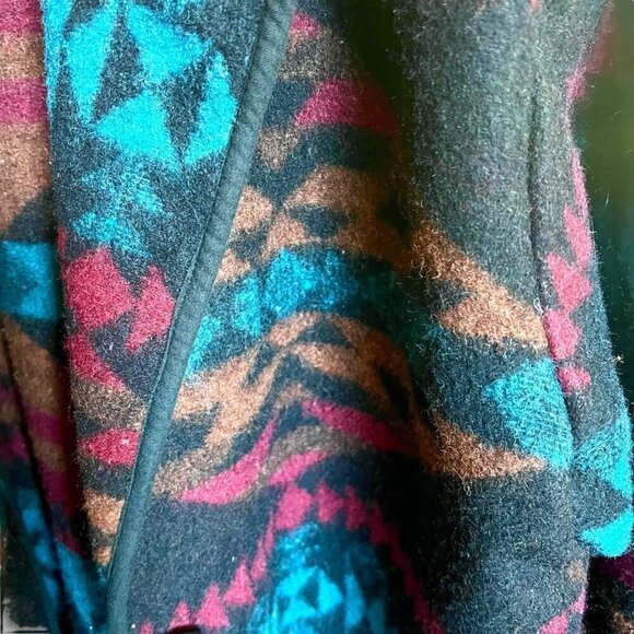 VTG Southwestern Navajo Aztec Wool Blend Jacket Blazer Short Teal Brown Black L - Picture 9 of 14